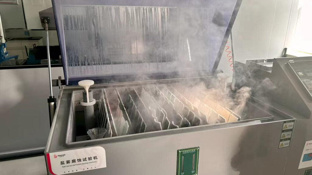 Salt spray corrosion testing of steel coils